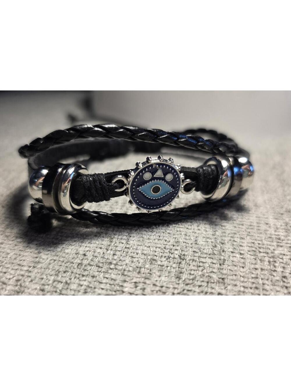 Leather eye‎ bracelet